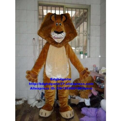 Brown Long Fur Madagascar Alex Lion Mascot Costume Cartoon Character Outfit Business Promotion Advertising Campaign zx2587