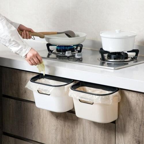 Kitchen Cabinet Hanging Trash Can Trash Bin Wall Mounted Garbage Storage Box Case Organzier Cans Rubbish Container Kitchen Tool