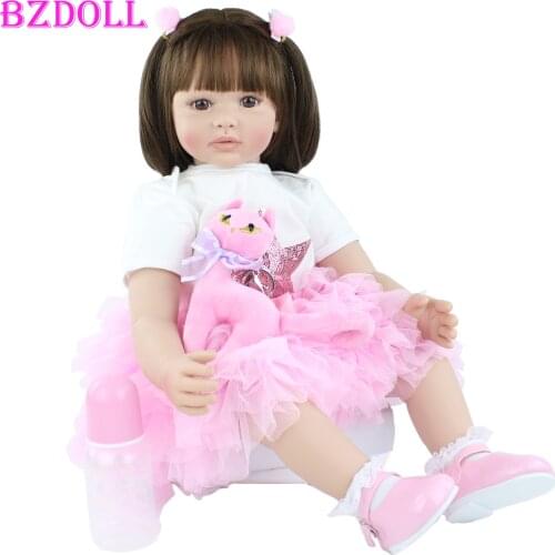 60cm Soft Silicone Reborn Baby Doll Toys Lifelike Vinyl Princess Toddler Girls Babies Dress Up Dolls Birthday Gift Play House