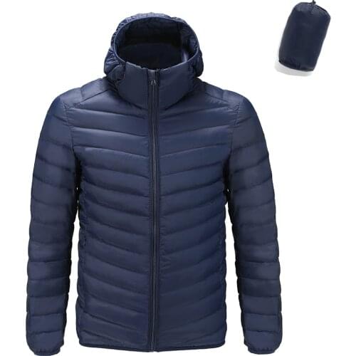 Autumn Winter Men Ultra Lightweight Packable Duck Down Jacket Water Wind-Resistant Breathable Coat Plus Size Men Hoodies Jackets