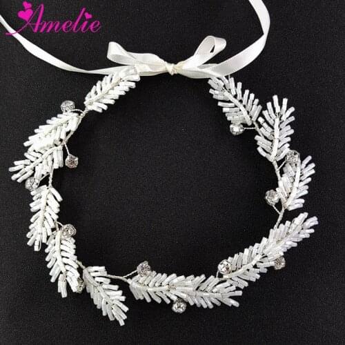 Small Beaded Feather with Sparkling Stones Delight Dazzling Bridal Headband Wedding Head Wrap Hair Vine Tie De Boda nupcial