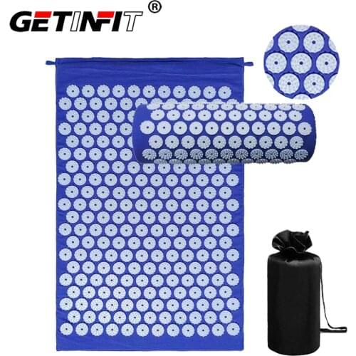 Getinfit Fashion Yoga Massage Pad Acupressure Mat Back Relieve Stress Pain Body Acupuncture Mat Massage Pillow Cushion with Bag