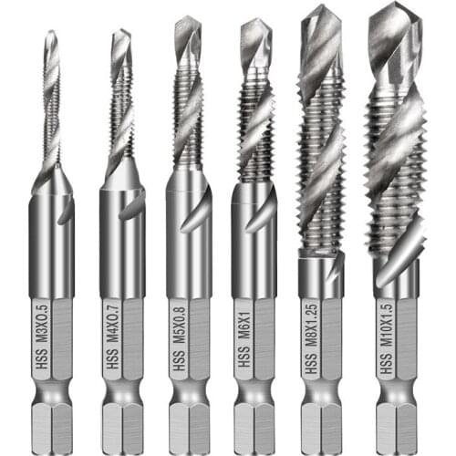 6pcs High-speed Steel Metric Inch American Composite Taps, Tapping and Chamfering Taps for Titanium Plating Machines