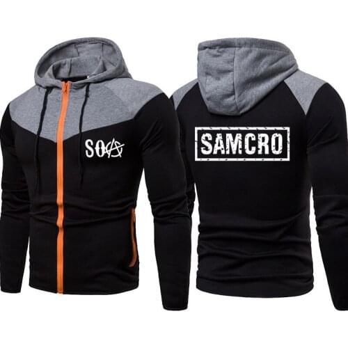 2021 New Men jacket SOA Sons of anarchy SAMCRO print Stitching color cotton Harajuku Menclothing Fashion casual Menjacket