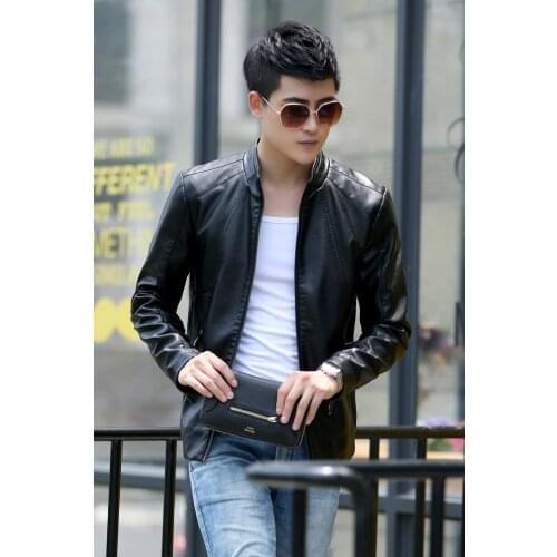 Male 2020 Men Jackets Faux Sheepskin Stand Collar Slim Casual PU Leather Jacket Plus Size M-6XL 5 Colors HJ214