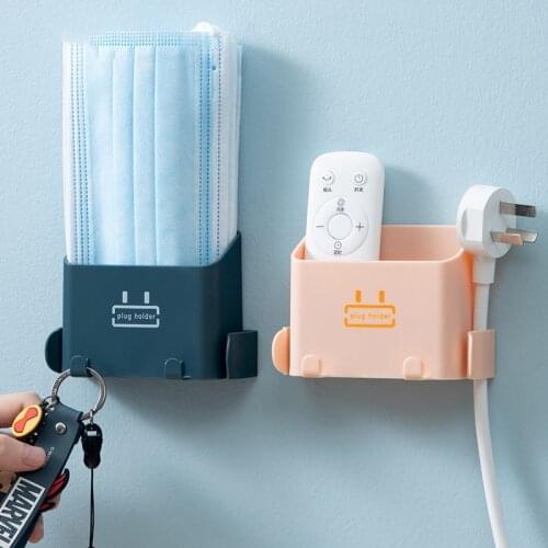 Wall Mounted Mobile Phone Charging Organizer Air Conditioner TV Remote Control Storage Box Hotel Office Home Plug Wall Holder