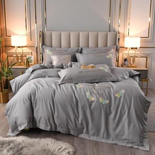 2021 new products 40 thread cotton Solid embroidery 1.8-2.0m Bed Set luxury bedding king size 4-piece set
