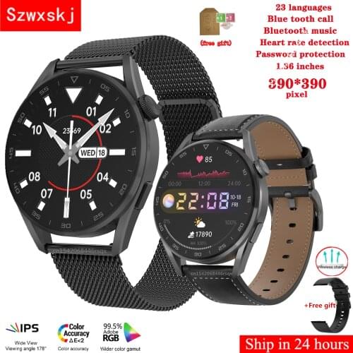 2021 Newest Men Sport Wireless Charge Smart Watch DT3 Pro 1.36" 390*390 HD Heart Rate Blue Tooth Call Music Smartwatch VS KK70