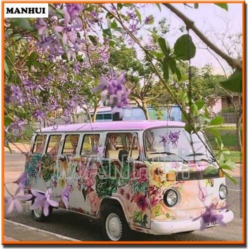 NEW diy diamond painting Flower bus diamond mosaic pattern painting rhinestones embroidery Craft painting Home decoration MH450