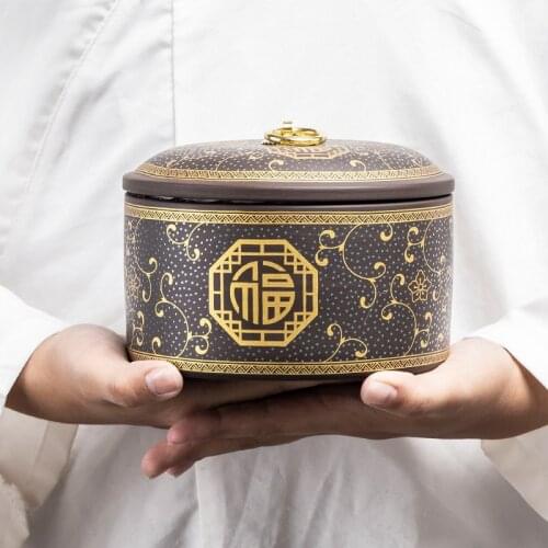 Creative Purple Sand Tea Containers Sealed Cans Moisture-Proof Custom Pu'er Tea Container Large Ceramic Tea Storage Tea Storage