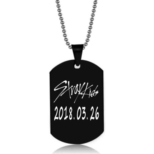 New Stray Kids Member Birthday Name Stainless Steel Pendant Necklace Black Metal Tag Necklaces For Women Men Jewelry