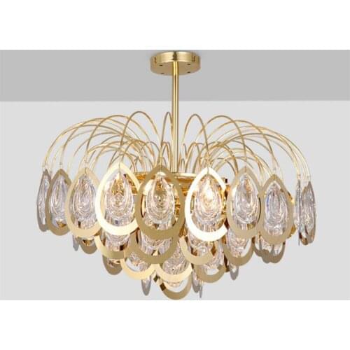 Postmodern peacock feather shape restaurant chandelier creative personality crystal light luxury living room bedroom chandelier