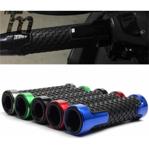 Universal Fashion Accessories Motorcycle Aluminum Rubber 7/8" 22mm CNC Handle Bar Hand Grips Non-slip Handgrip titanium color