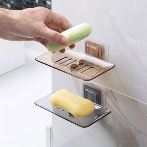 Plastic Drain Soap Box Holder Suction Cup Soap Dish Storage Plate Wall Storage Rack Bathroom Tray Accessories