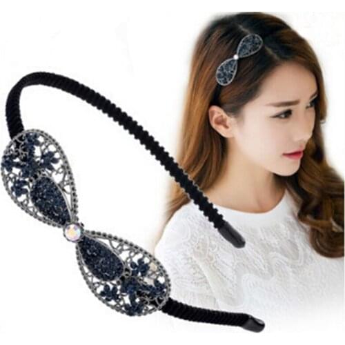 2019 Women High Quality Korean Classical Ink Orchid Flower Butterfly Bowknot Crystal Hair Hoop Headband Hair Band Accessories