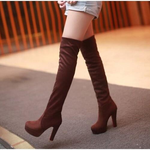 Plus Size Sexy Over The Knee Boots Warm Women Boots Platform Women Shoes High Heels Slim Thigh High Boots Female Winter Boots