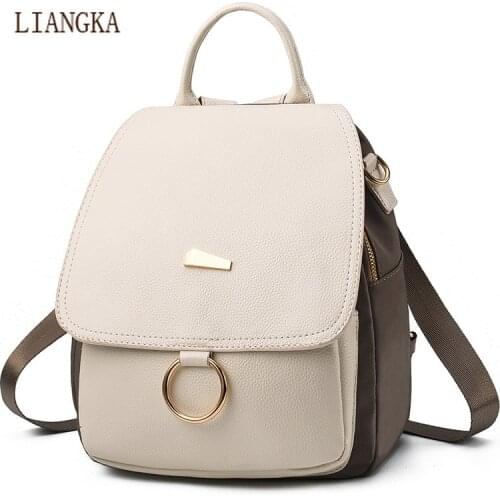 2020 Female Backpack Shoulder Bag Women Messenger PU Leather and Nylon Backpacks Travel Bags Mochila Vintage College School Bags