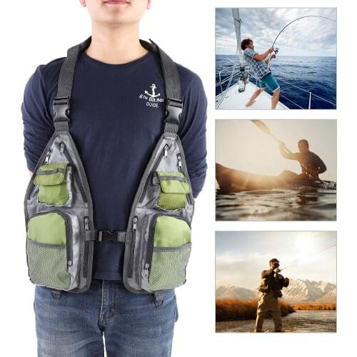 Outdoor Fishing Vest Padded Neck-Strap With D-Ring Net Breathable Mesh Vest Summer Multi-Functional Quick-Dry Fly Vest