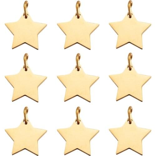 10pcs/lot Stainless Steel Pendant Silver Gold Color Star Pendant Charm Fit Bracelet Necklace DIY Jewelry