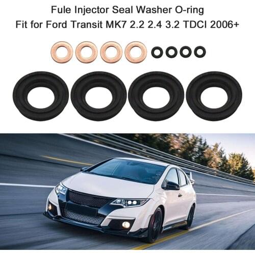 12pcs Fuel Injector Seal Washer O-ring Fit for Ford Transit MK7 2.2 2.4 3.2 TDCI 2006