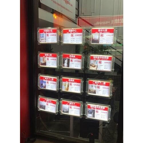 12PCS X A4 Single Sided Landscape Hang Magnetic Acrylic Frame LED Window DIsplay System Kits Light Panel for Real Estate Agent