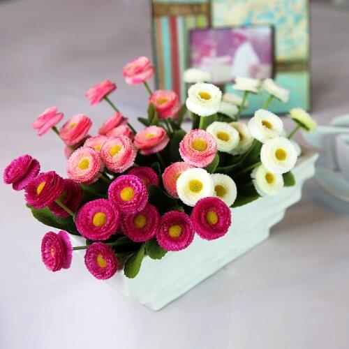 2 Heads Artificial Chrysanthemum Flowers Small Branch Fabric Gerbera Daisy for Home Table Wedding Party Festival Decoration 23cm