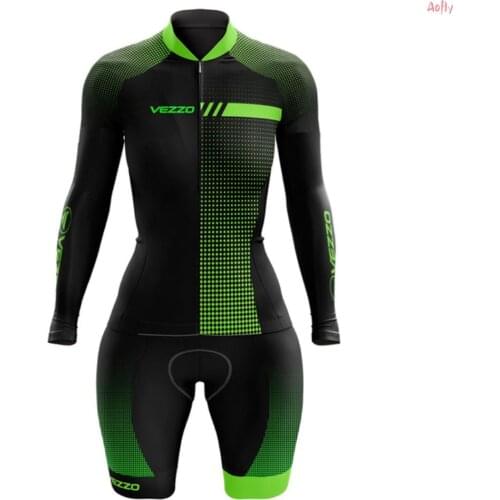 2021 VEZZO Womens Professional Cycling Clothes Triathlon Skinsuit Sets Macaquinho Ciclismo Feminino Go Pro Team Jumpsuit Kits