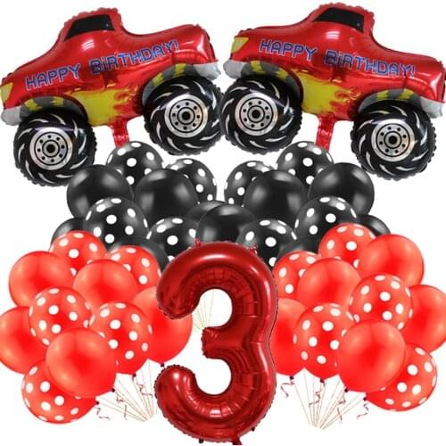 22pcs Blaze Monsters Machines Balloon Bouquet Set number Balloon Party Decoration Boys Birthday Racing Car Disposable tableware
