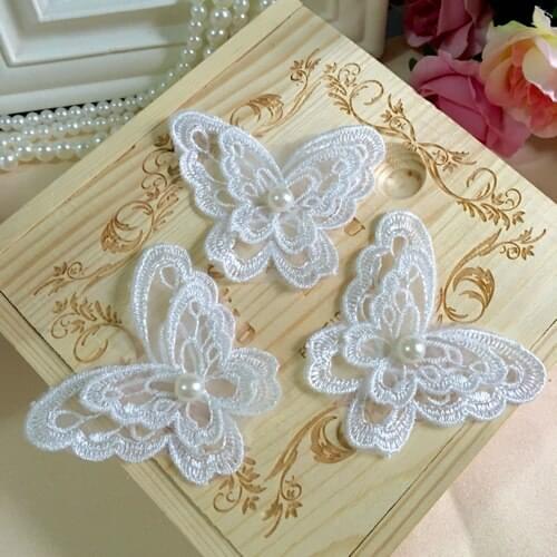 5.5cm * 6.5cm/piece, 5 Beaded Embroidered Butterflies, Dress, Wedding Curtain Decoration Accessories, DIY Handmade Materials