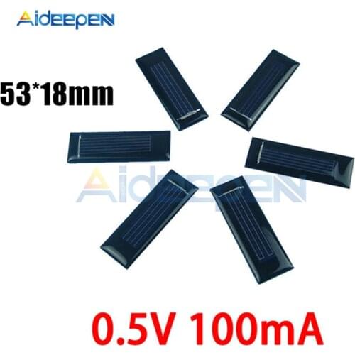 5Pcs Mini Solar Panel 0.5V 100mA Solar Cells Photovoltaic panels Module Sun Power battery charger DIY 53*18*2.5mm