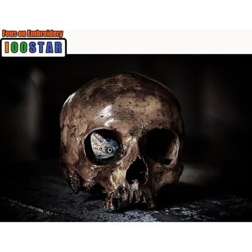 Full Drill Square/Round Diamond 5D DIY Diamond Painting Embroidery Cross Stitch Skull Head&Butterfly Rhinestone Mosaic Painting