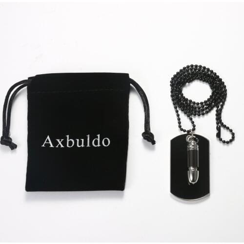 Axbuldo High Quality Mens Necklace Pendant Dog Tags Army Nameplate Mens Pendant for Men Jewelry Gift