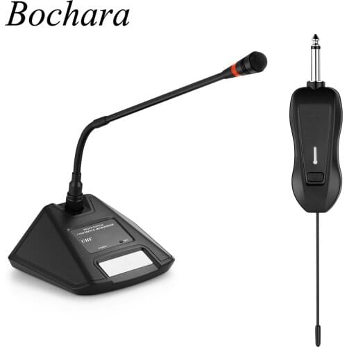 Bochara UHF Wireless Conference Microphone Set one Receivers+Transmitter For Amplifier PA System