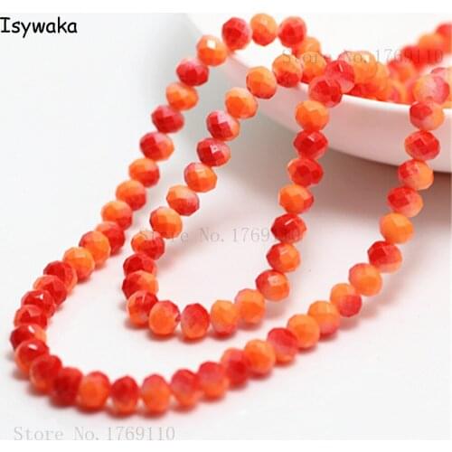 Isywaka Fashion 4x6mm 50pcs Rondelle Austria faceted Crystal Glass Beads Loose Spacer Round Beads for Jewelry Making No.04R6