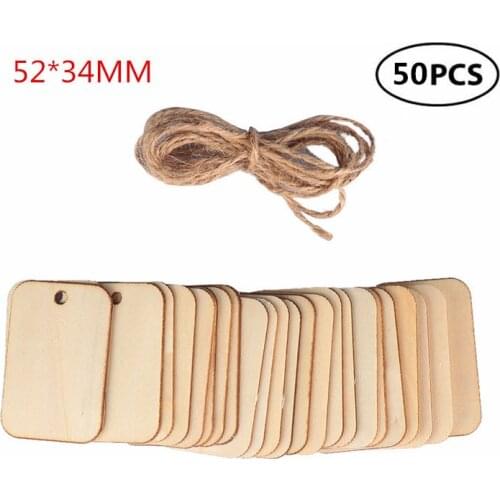 50pcs Wood Gift Tags Wooden Hanging Tags Blank Pieces Pendants Ornaments for Birthday Party Wedding Decoration Gifts Arts Crafts