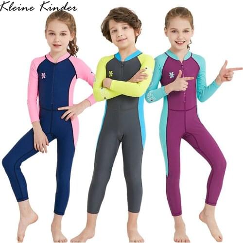 Childrens Sports Swimsut One Piece Long Sleeve Full Cover Kids Swimwear for Girls Boys Teenagers Diving Swimming Bathing Suit