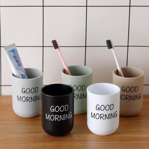 Nordic Style Travels Water Cups Portable Toothbrush Holder Bathroom Plastic Washing Cup Good Morning Cup Organizer Cup