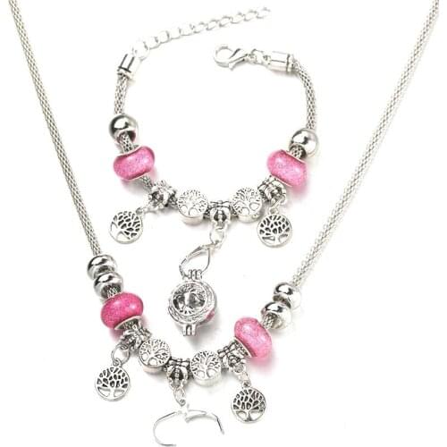 Tree of Life Necklace Bracelet Set Fine Bead Hollow Chain Beaded Bracelet With Hook DIY Making Pendant Necklace Jewelry