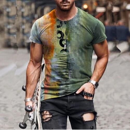 Techwear 2021Summer New Mens Fashion 3D Printed Short Sleeve T-Shirt Oversized O Collared Vintage Harajuku Graphic T Shirt Homme