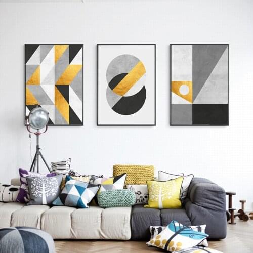 Geometric Gold Posters and Prints Nordic Canvas Painting Modern Abstract Wall Pictures for Living Room Home Decoration