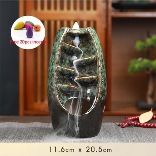 Ceramic Waterfall Backflow Incense Burner Censer Holder Meditation Crafts Temple Home Room Decoration Gifts Zen Ornaments