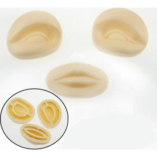 3D Permanent Makeup Tattoo Practice Skin 10Sets/Lot Replacement Parts 2 Eyes + 1 Lips For Training Mannequin Head Free Shipping