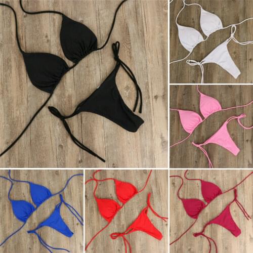 Summer Beach Bandage Bikini Sets Womens Sexy Swimwear Micro Bikini Set Tie Side G-String Thong Beachwear Swimsuit Bathing Suits