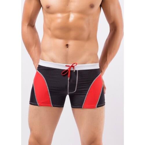 Hot Sell Sexy Patchwork Swim Boxers Mens Swimwear Comfortable Low-waist Mens Swimming Trunks