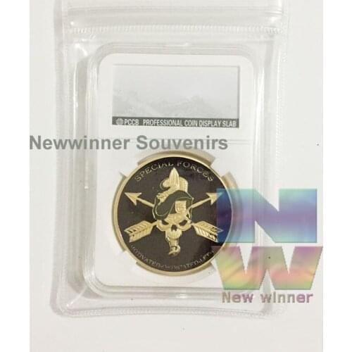 5pcs/lot US ARMY FORCE 24k Plated Black Enamel Coin Special Force Challenge With PCCB Case Beautiful Souvenir Gift