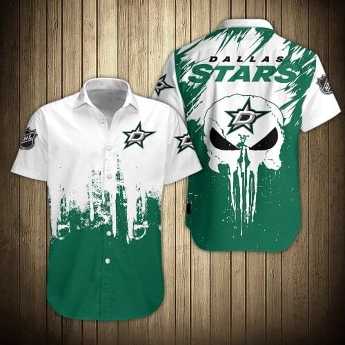 Mens casual short-sleeved shirt Dallas white skull geometric star print 3D Stars shirt