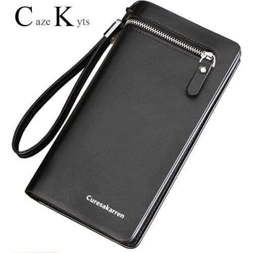 Mens small handbag leisure wallet mens long European and American clutch zipper mobile phone bag