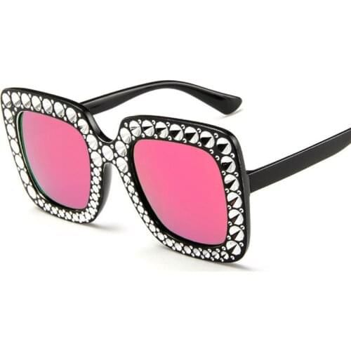 MXDMY Imitation Diamond Square Sunglasses New Luxury Brand Designer Ladies Women Frame Mirror Big Frame Sun Glasses For Female