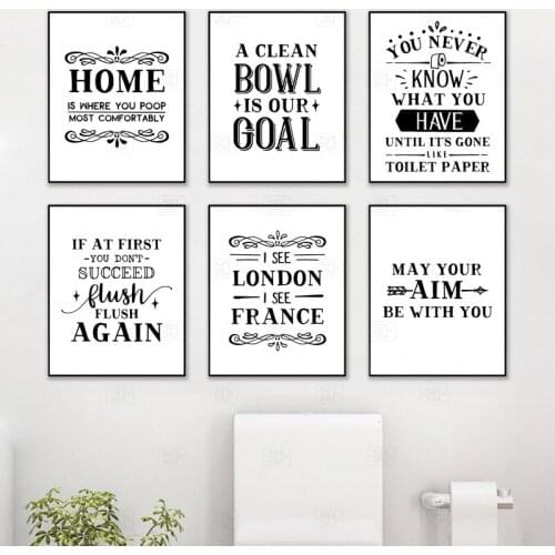 Bathroom Wall Art Decor Funny Bathroom Signs Posters And Prints Modern Minimalist Art Painting Wall Picture Toilet Decoration