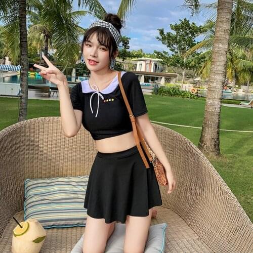 2021 New Sexy High Waist Bikinis Swimwear Women Swimsuit Bathing Suits Beach Wear Push Up Biquini Female Solid Swimskirt